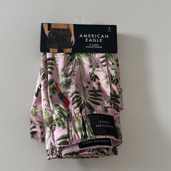 American Eagle Pocket Boxers Mens Small Satin Pink Parrot - Picture 1 of 2
